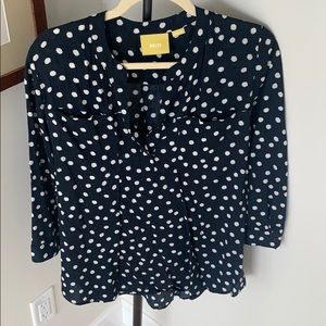 Navy polka dot blouse